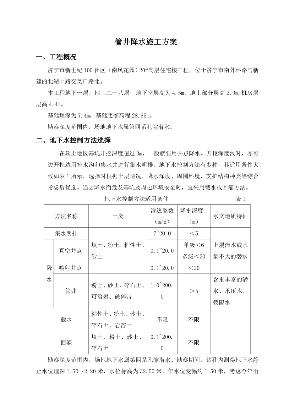 山东某高层住宅楼工程管井降水施工方案.doc_第2页