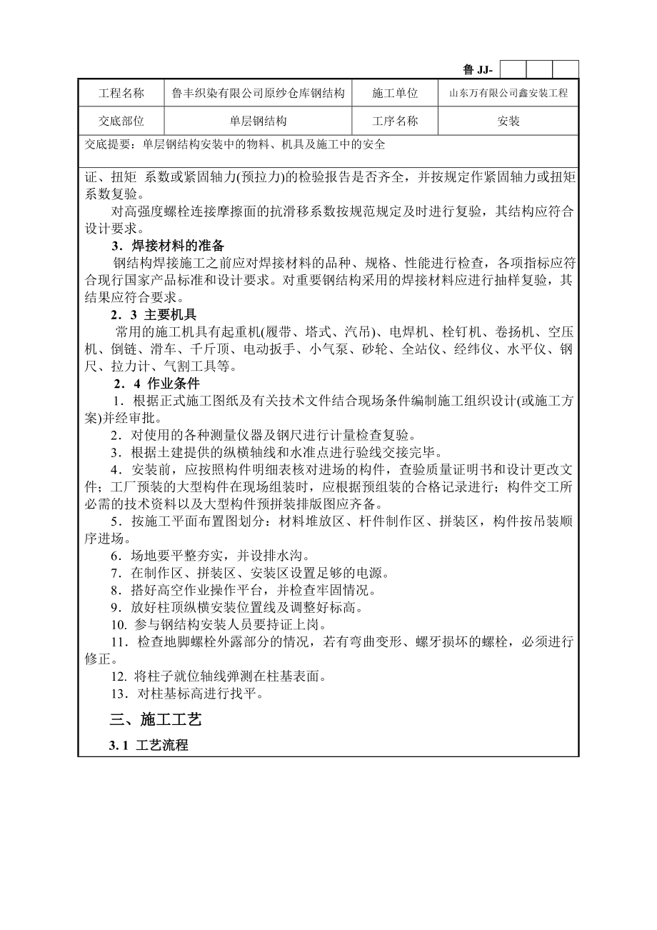 仓库单层钢结构安装技术交底.doc_第2页