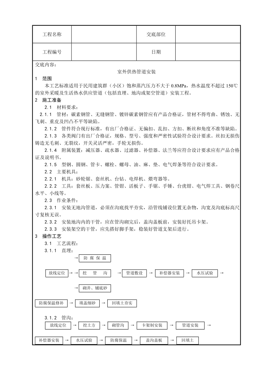 小区室外供热管道安装工艺.doc_第1页