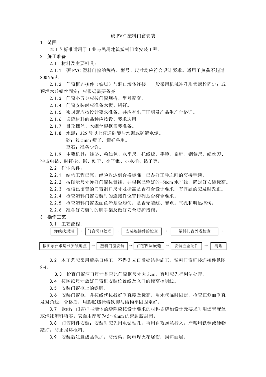 硬PVＣ塑料门窗安装工艺.doc_第1页