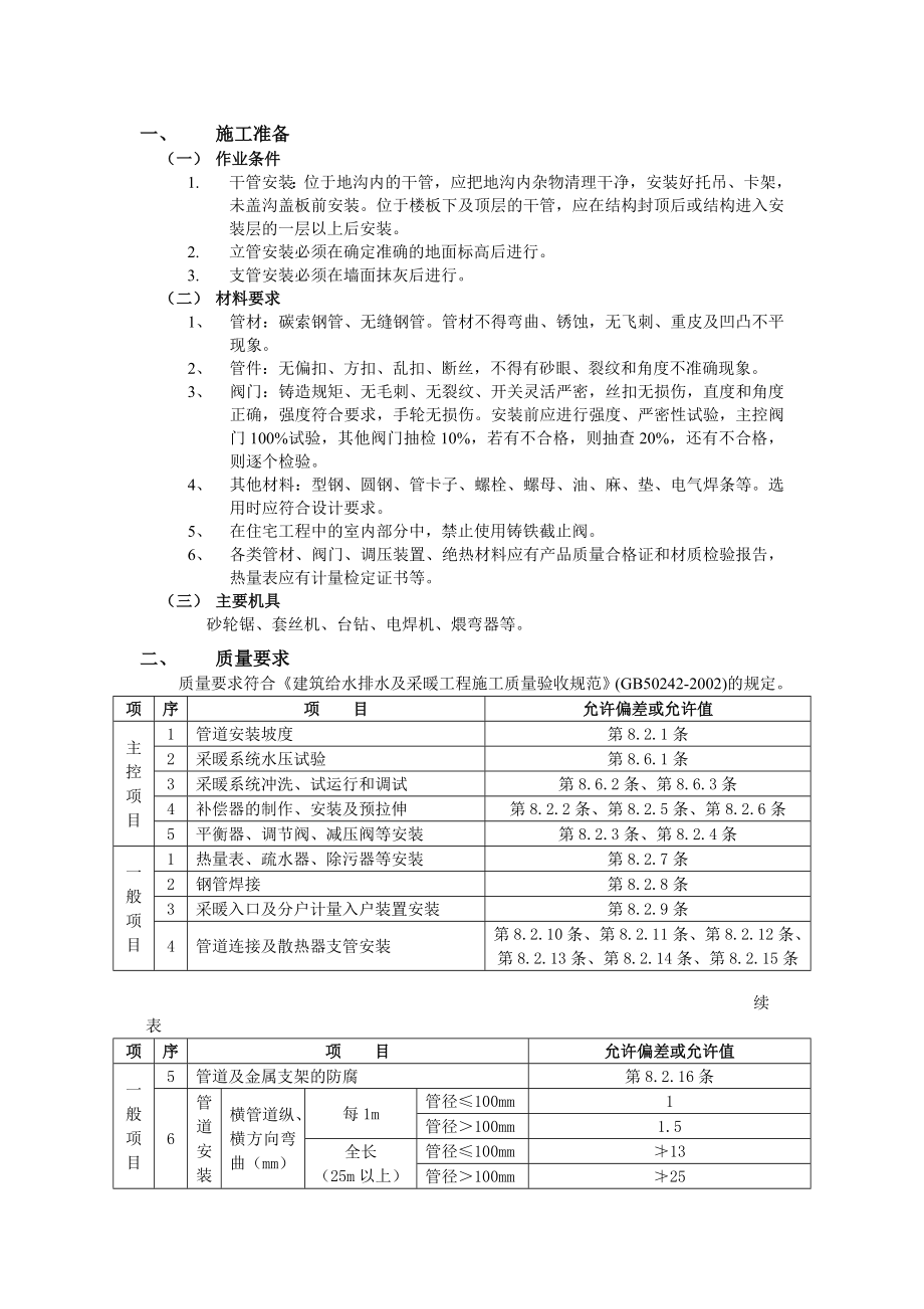 最新室内采暖管道安装工程技术交底.doc_第1页