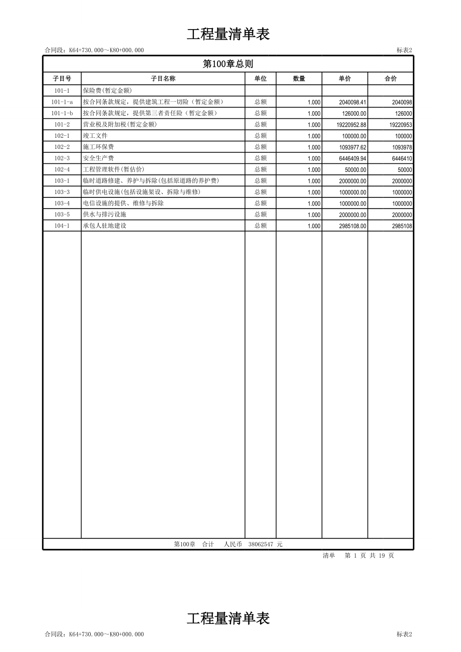 某公路造价工程量清单报价表.xls_第1页