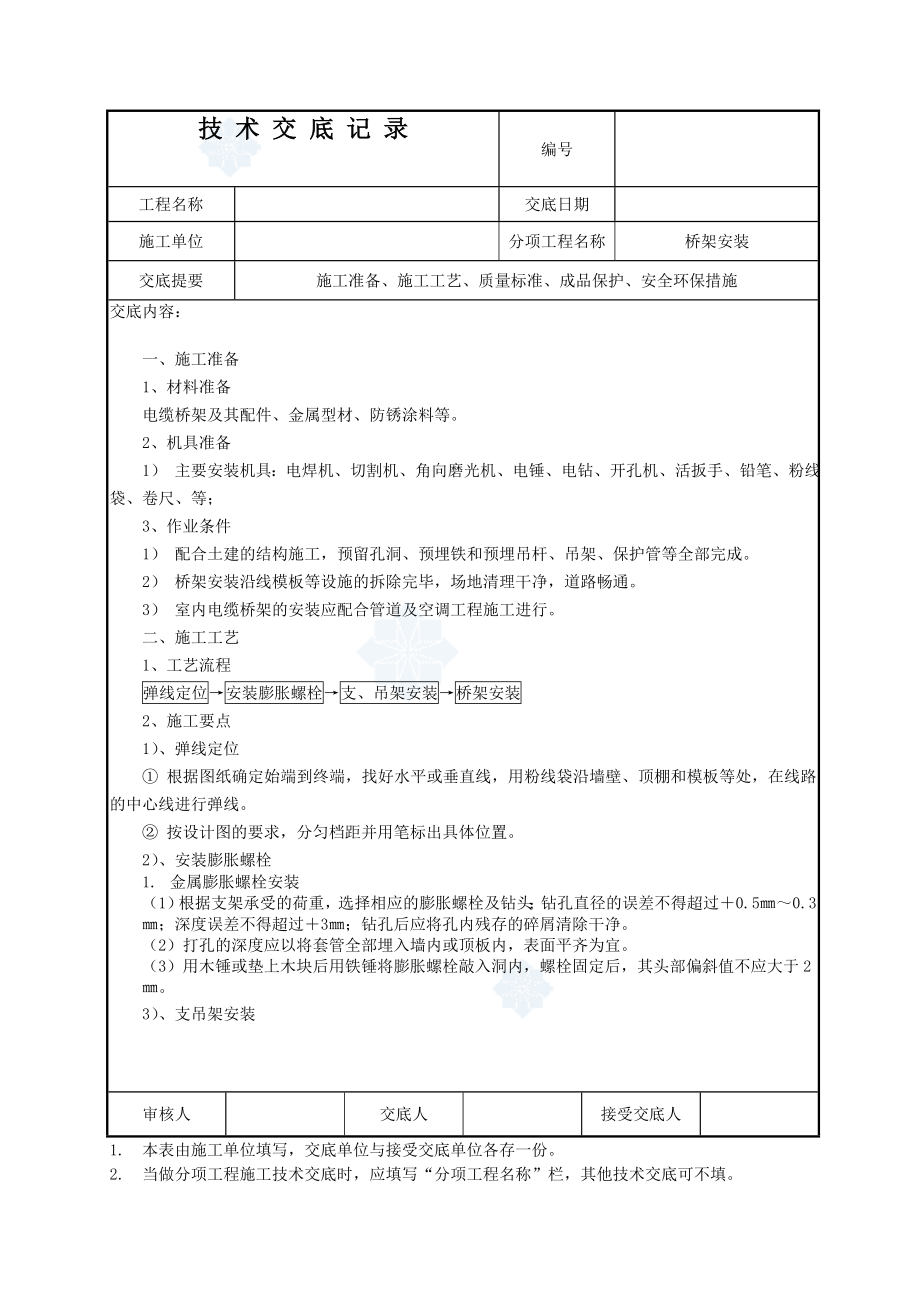 电缆桥架安装技术交底(节点图详细）.doc_第1页