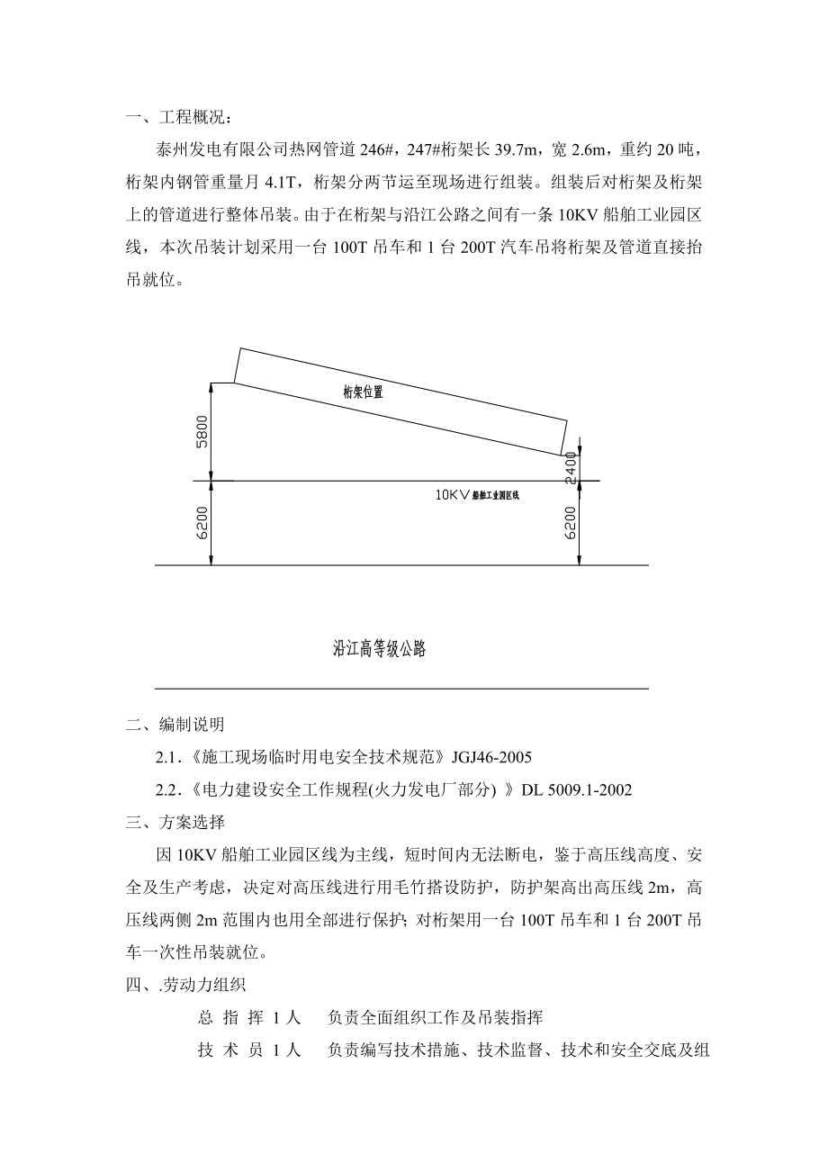 江苏某工业园区热网管道桁架吊装方案.doc_第1页