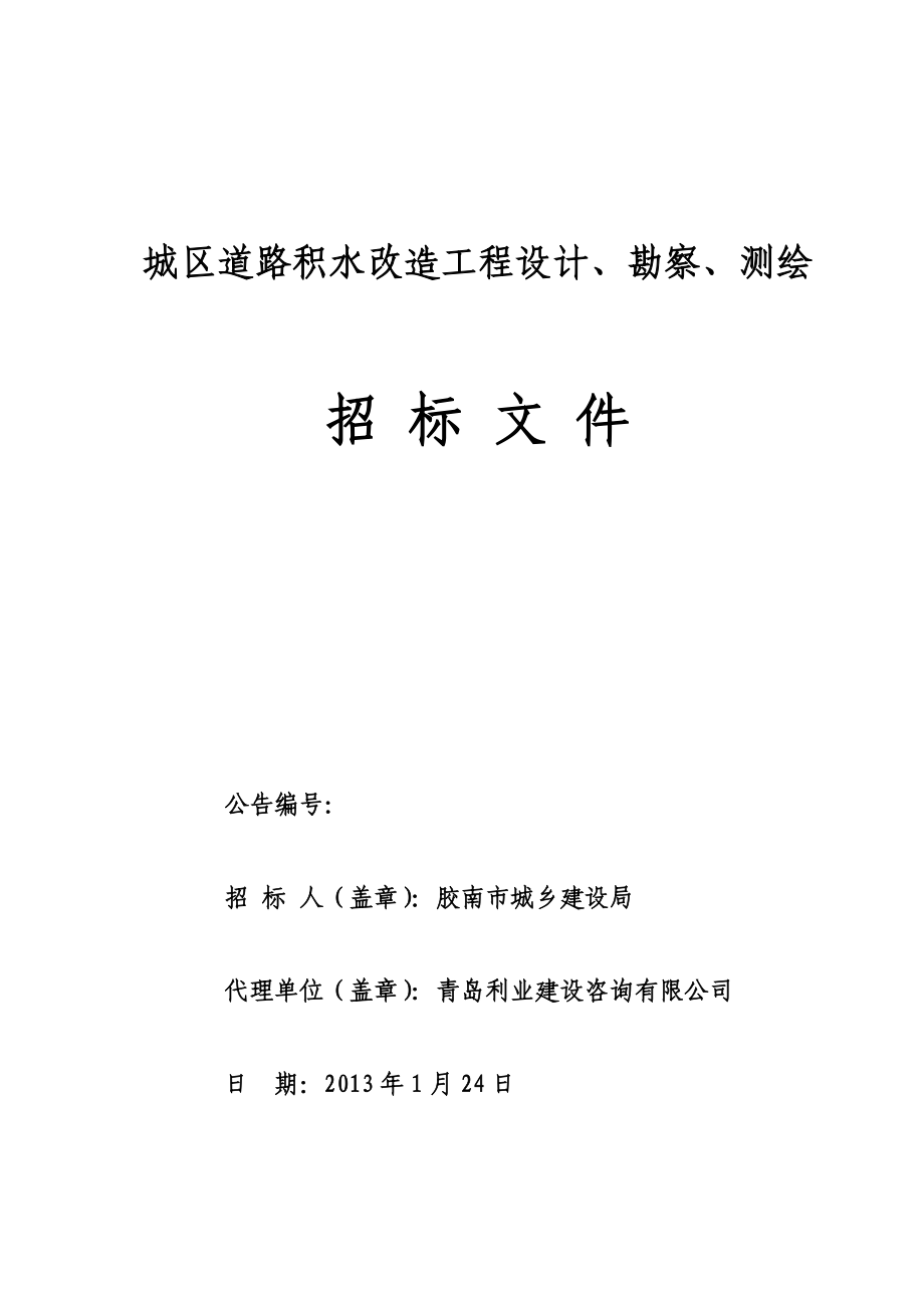 某城区道路积水改造工程设计、勘察、测绘招标.doc_第1页