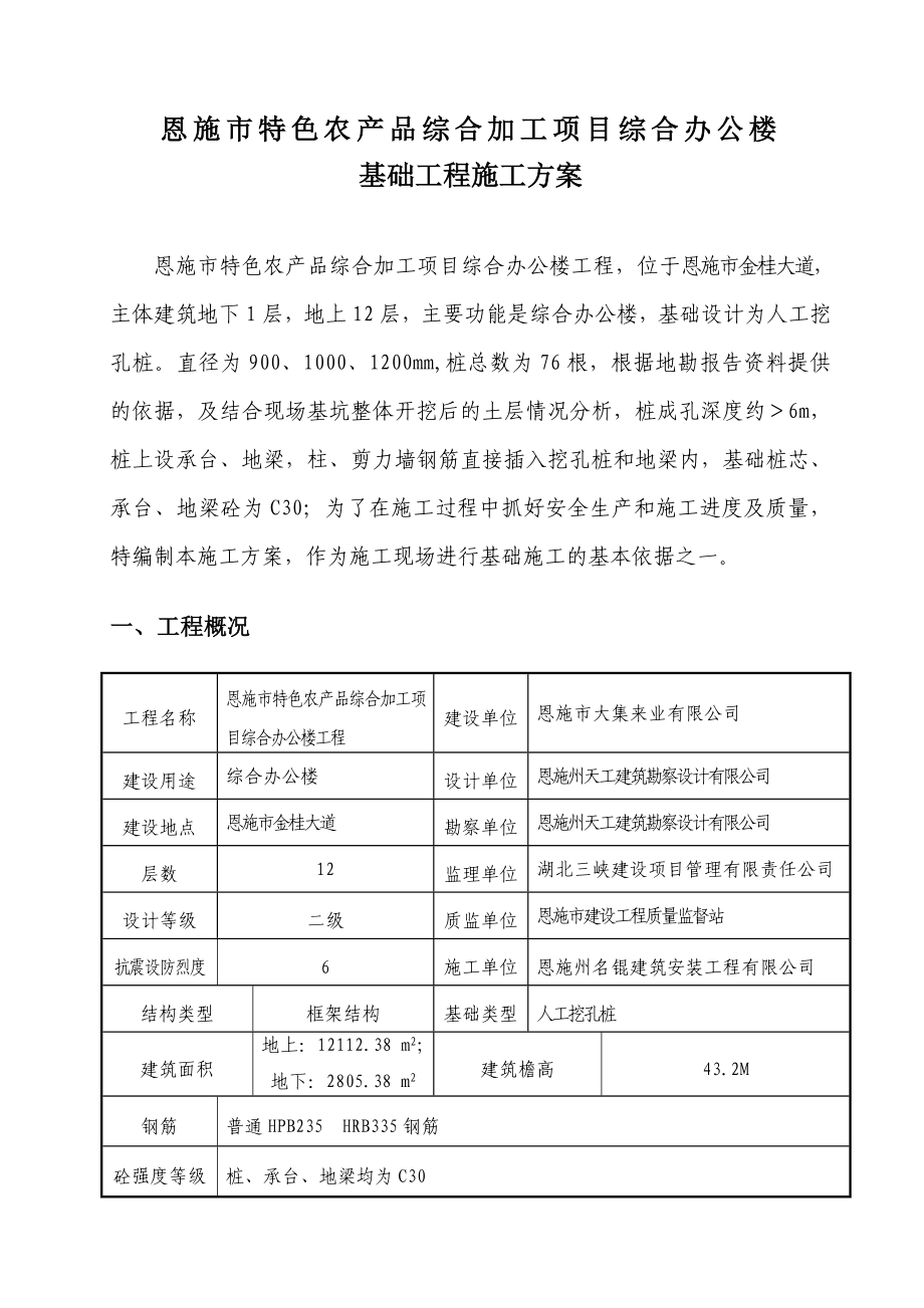 综合办公楼项目人工挖孔桩施工方案.doc_第2页