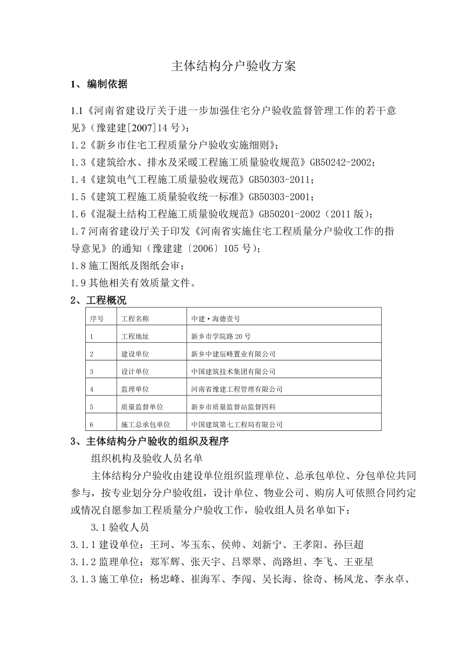 河南某小区主体结构分户验收方案.doc_第1页