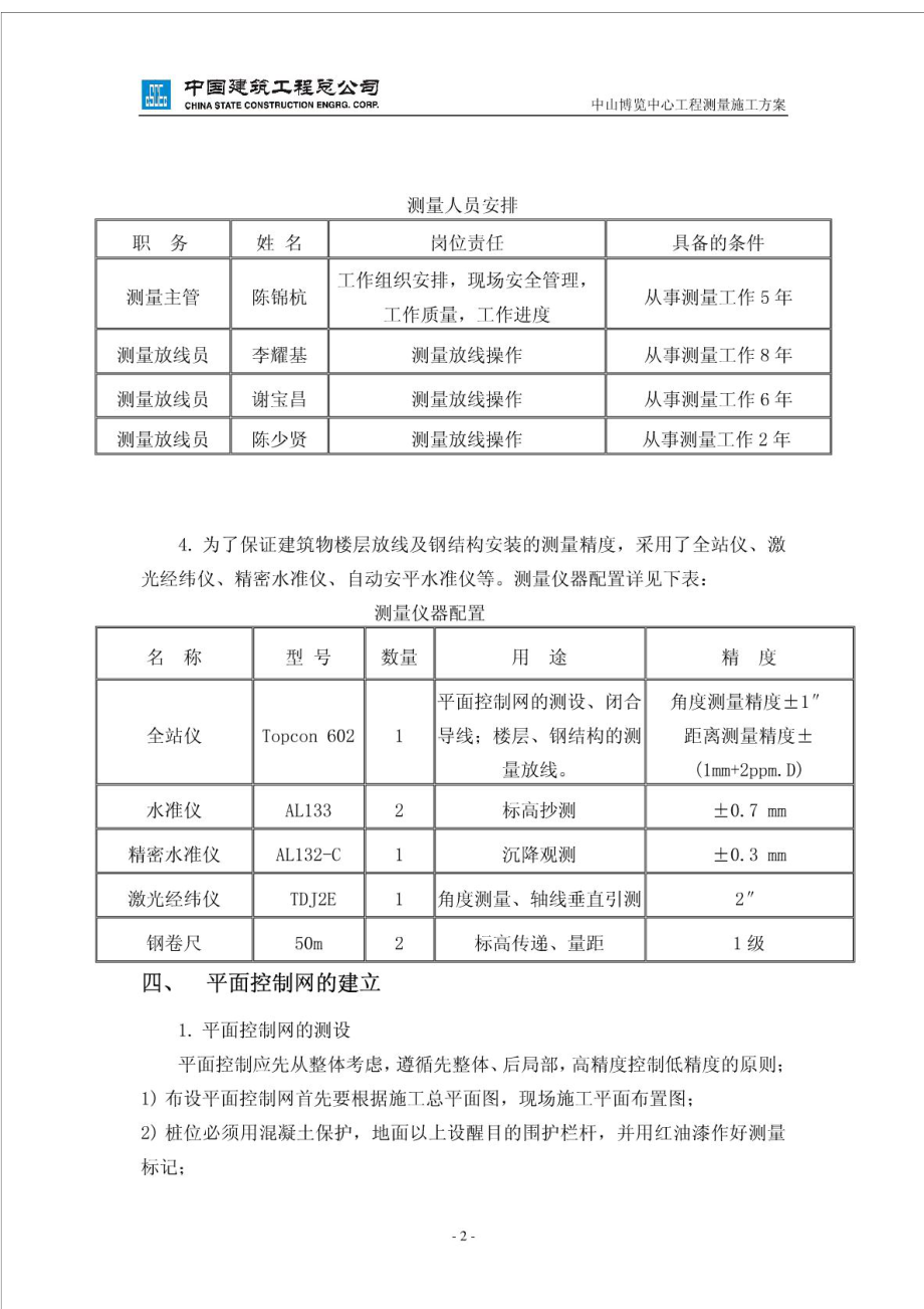 博览中心工程测量施工方案广东.doc_第2页