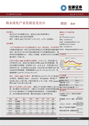 化工新材料行业月报：海水淡化产业发展意见出台1109.ppt