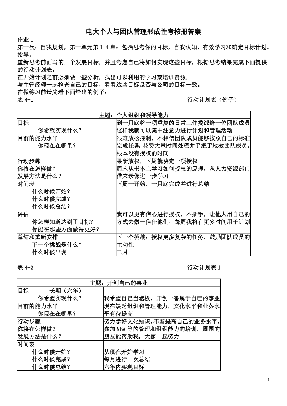 电大作业个人与团队管理形成性考核册答案参考小抄.doc_第1页