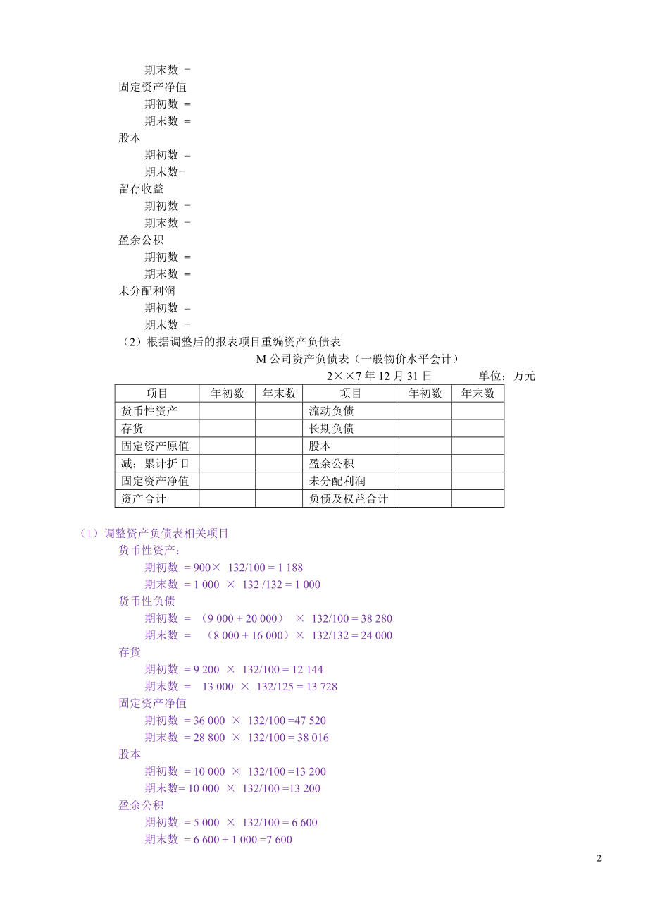 年中央电大高级财务会计历年考题业务题题库汇总--考前必看小抄.doc_第2页