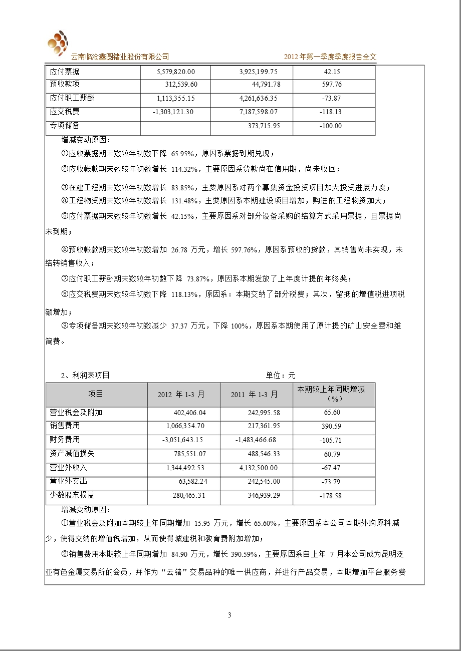 云南锗业：第一季度报告全文.ppt_第3页