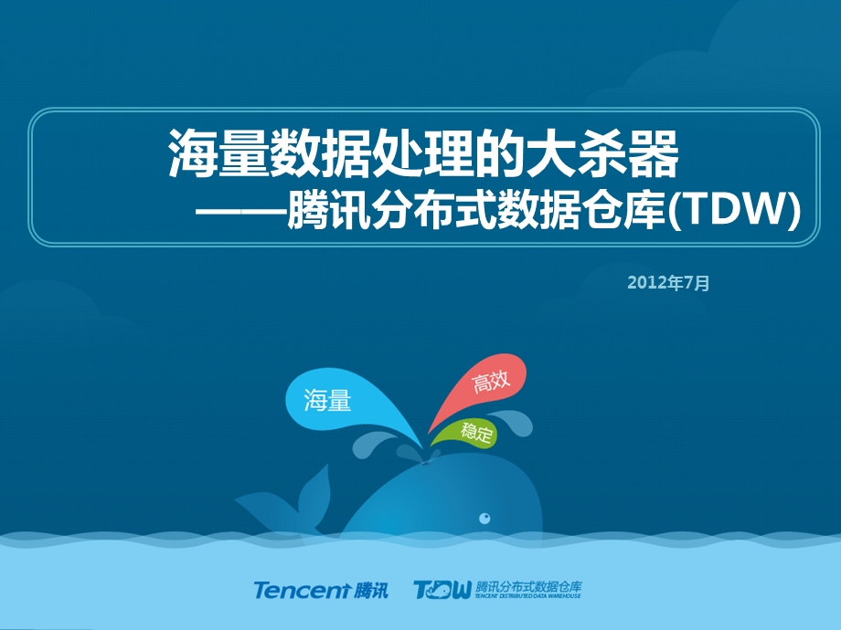 海量数据处理的大杀器：腾讯分布式数据仓库(TDW).ppt_第1页