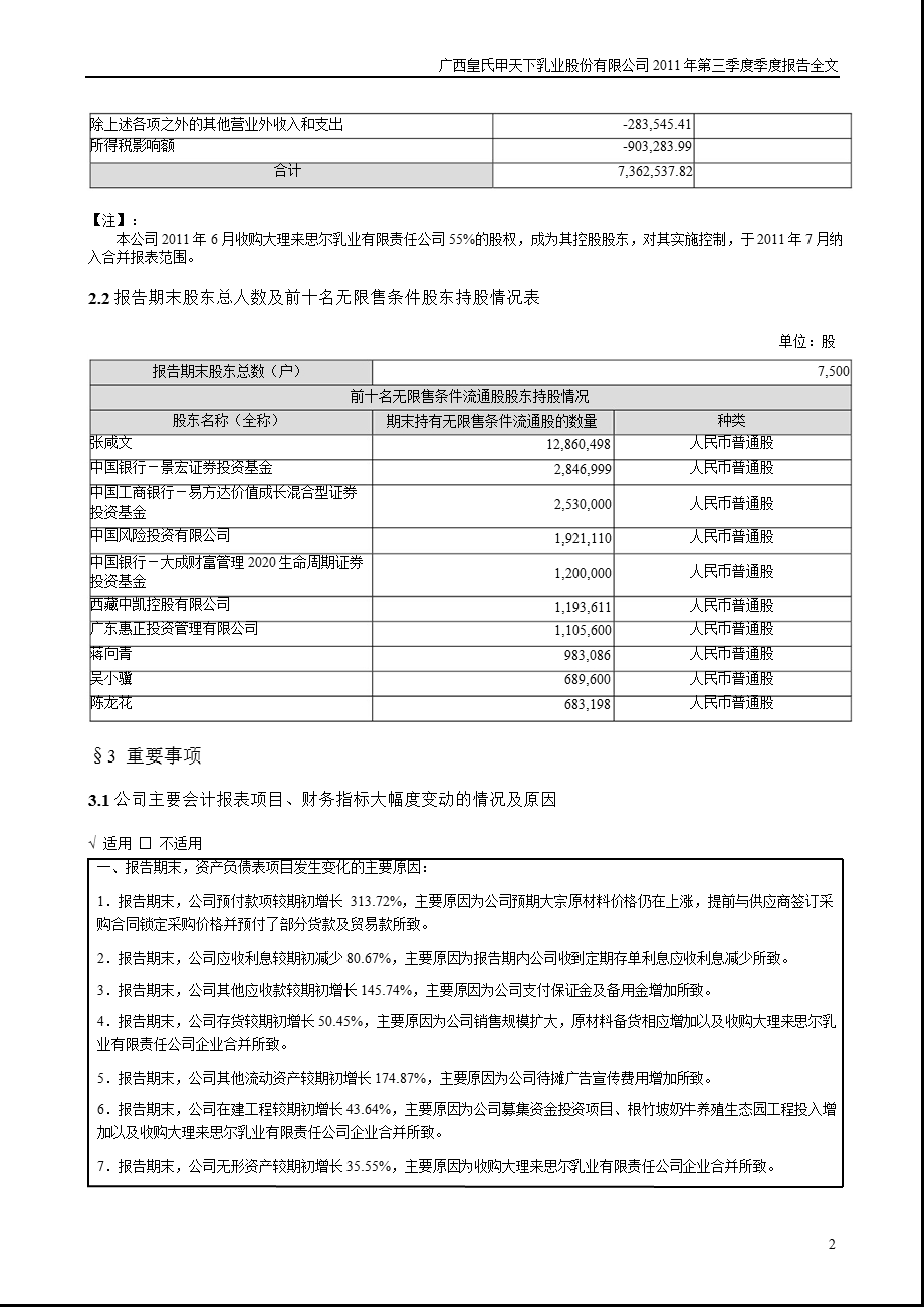 皇氏乳业：第三季度报告全文.ppt_第2页