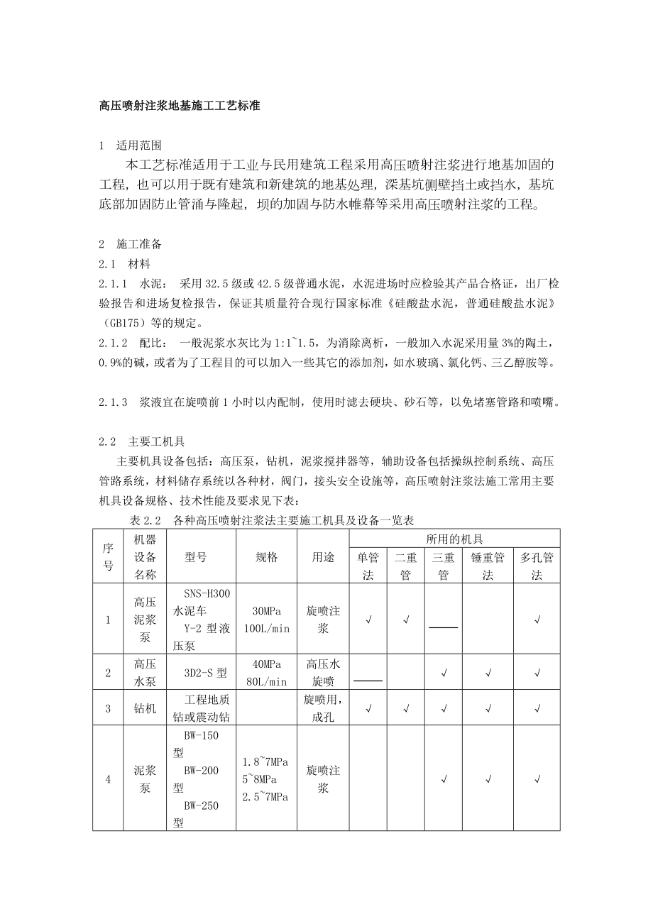 高压喷射注浆地基施工工艺标准1.doc_第1页