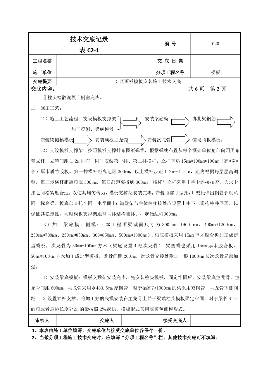 顶板、独立柱模板施工技术交底.doc_第2页