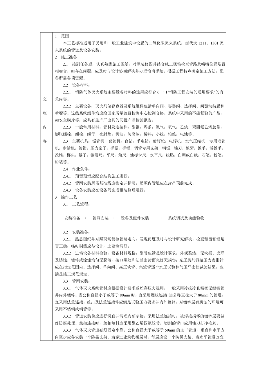 通用室内气体消防灭火系统安装技术交底.doc_第1页