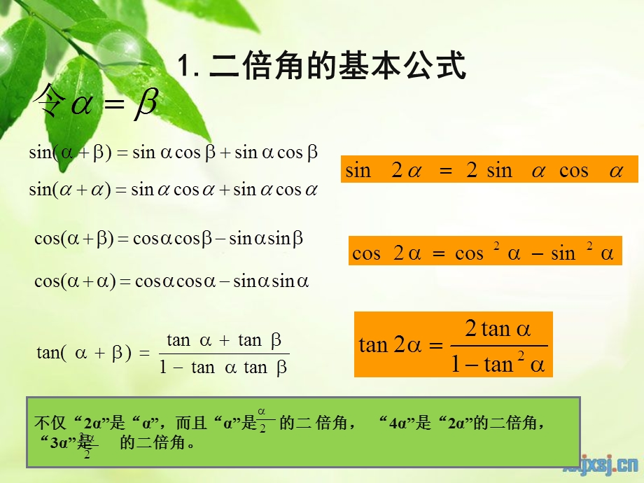 313二倍角的正弦余弦正切公式.ppt_第3页