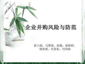 企业并购风险与防范文献综述1.ppt