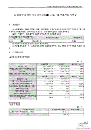 世纪星源：第一季度报告全文.ppt