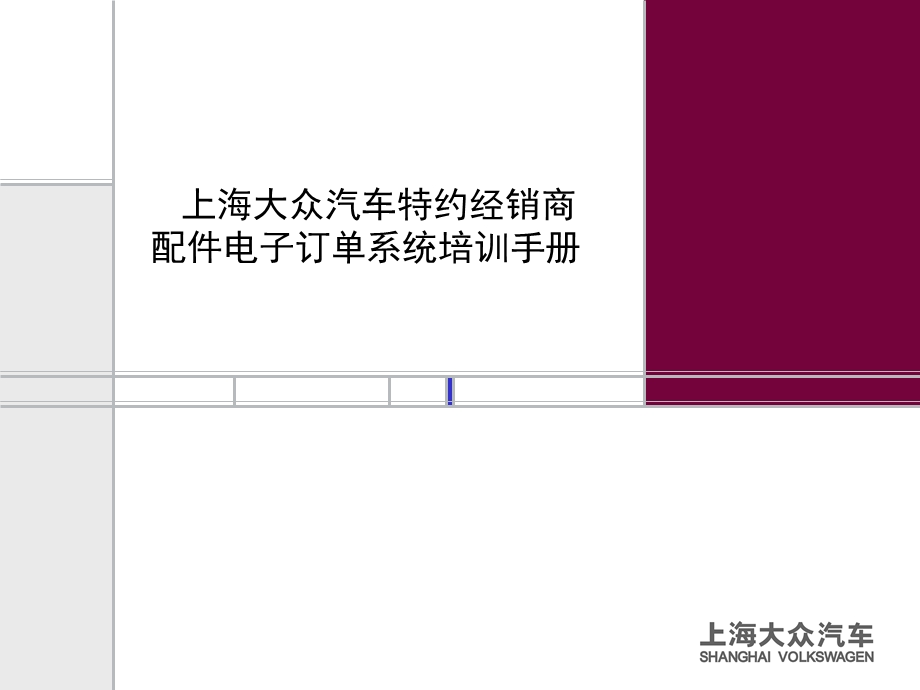 上海大众汽车特约经销商配件电子订单系统培训手册.ppt_第1页