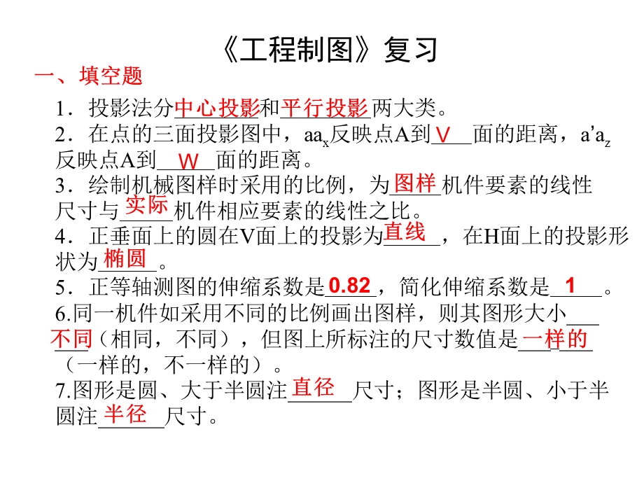 级大一期末复习工程制图试题及答案[1].ppt_第1页