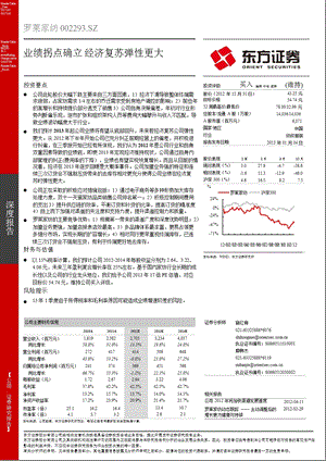 罗莱家纺(002293)深度报告：业绩拐点确立经济复苏弹性更大0104.ppt