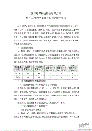 丹邦科技：独立董事履行职责情况报告.ppt