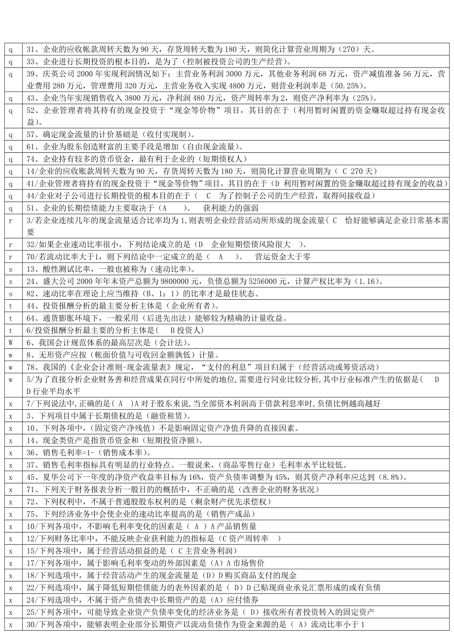 电大财务报表分析排序题库小抄【微缩打印版】 .doc_第3页