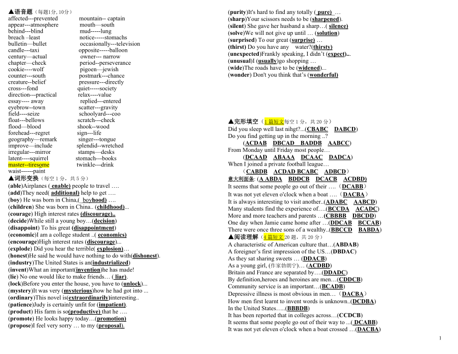 电大学位英语考试小抄(浓缩精华版).doc_第1页