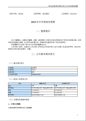 金运激光：半报告摘要.ppt