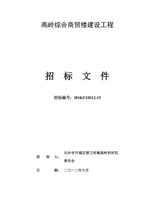 长沙某综合商贸楼建设工程招标文件.doc