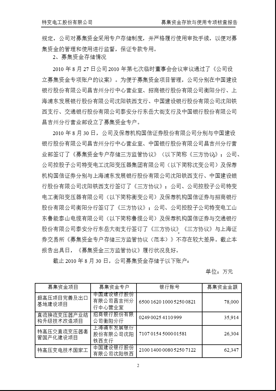 600089 特变电工募集资金存放与使用专项核查报告.ppt_第2页