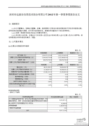 远 望 谷：第一季度报告全文.ppt