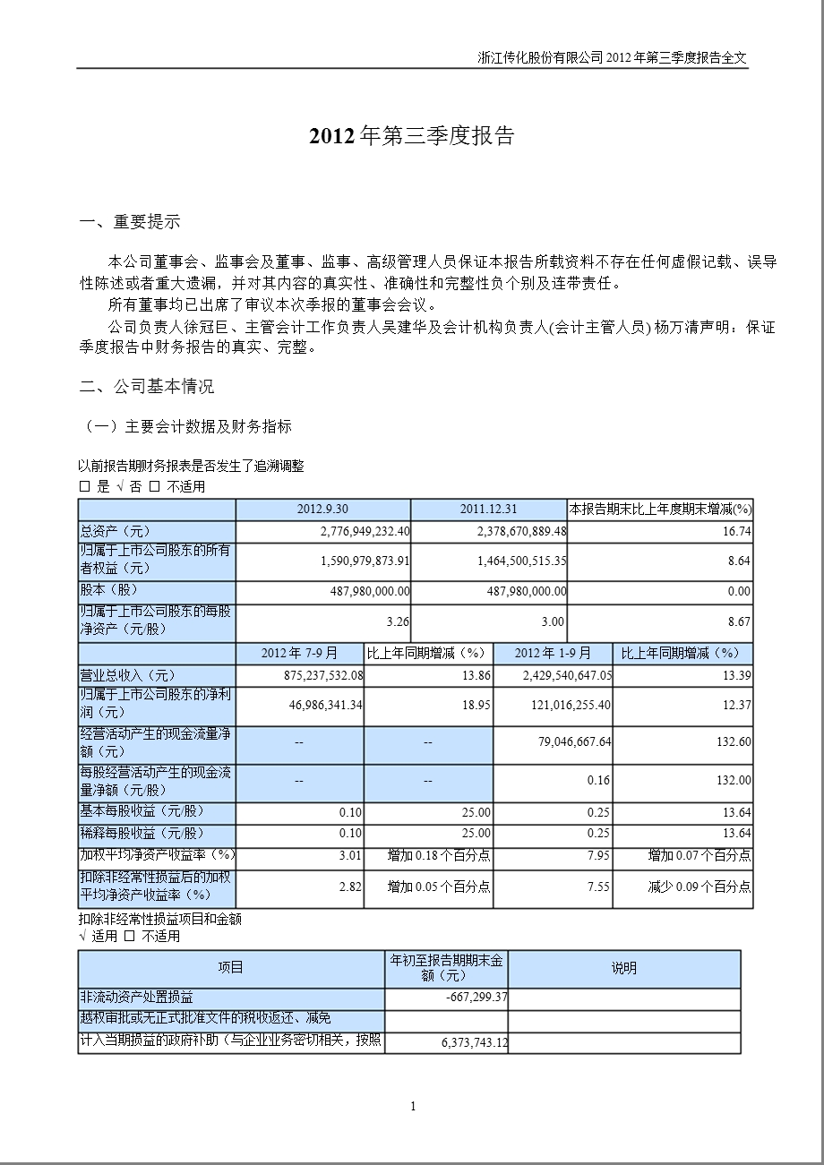 传化股份：第三季度报告全文.ppt_第1页