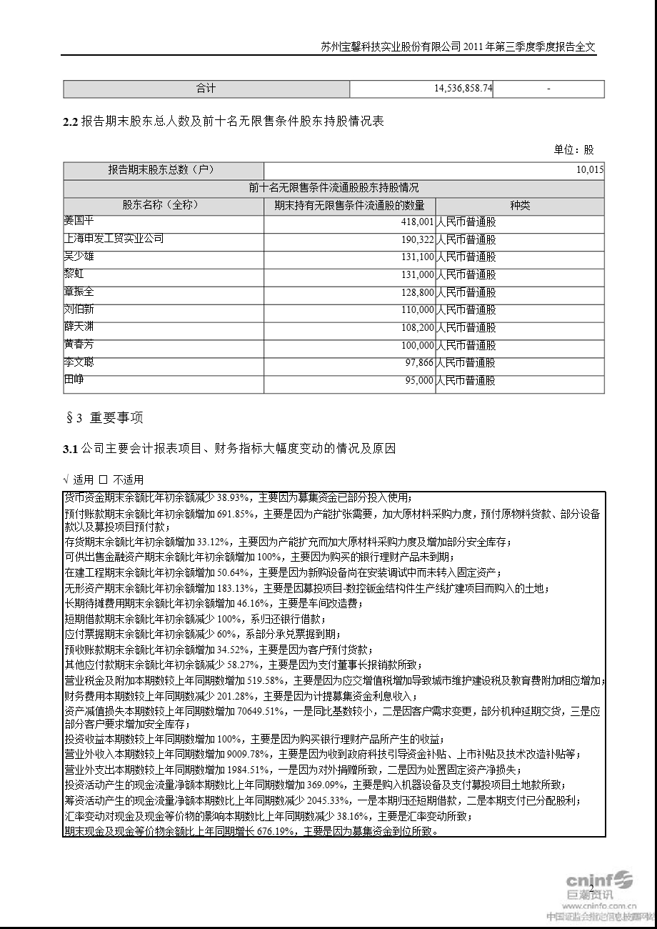 宝馨科技：第三季度报告全文.ppt_第2页