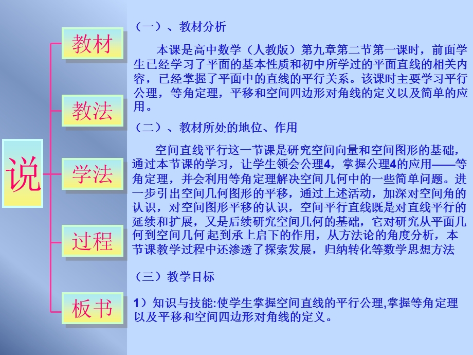 人教版高中数学《空间平行直线和异面直线》说课稿.ppt_第3页