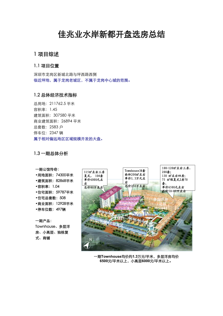 【房地产精品文档】世联-深圳佳兆业水岸新都开盘选房总结报告.docx_第1页