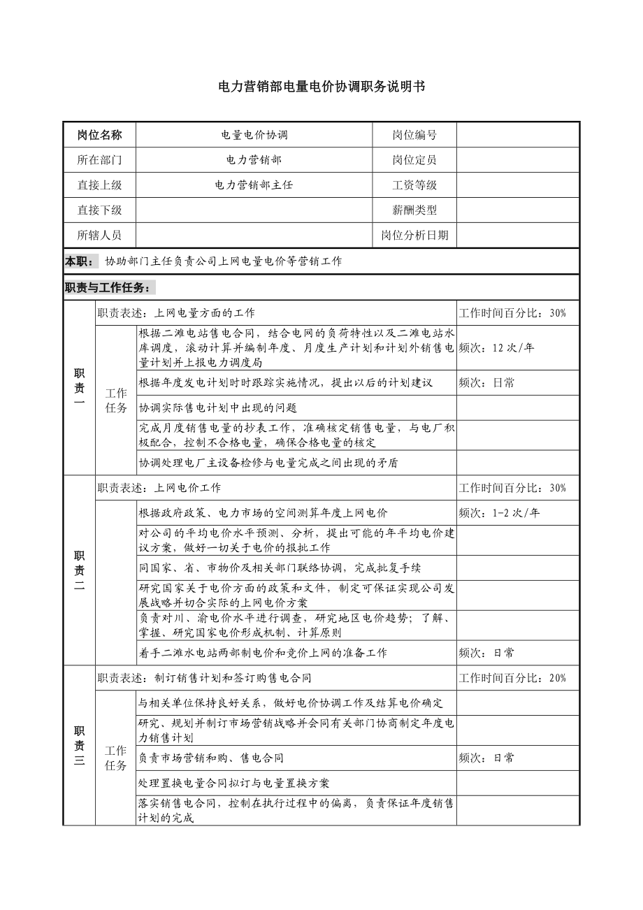 电力公司营销部职务说明书.docx_第2页