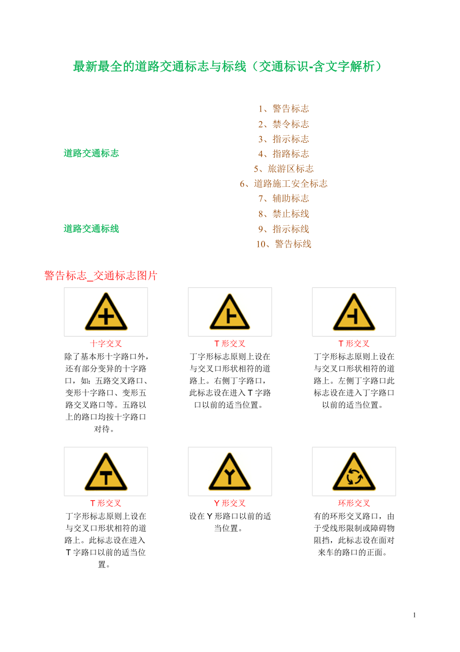 最新最全的道路交通标志与标线以及详细的分析.docx_第1页