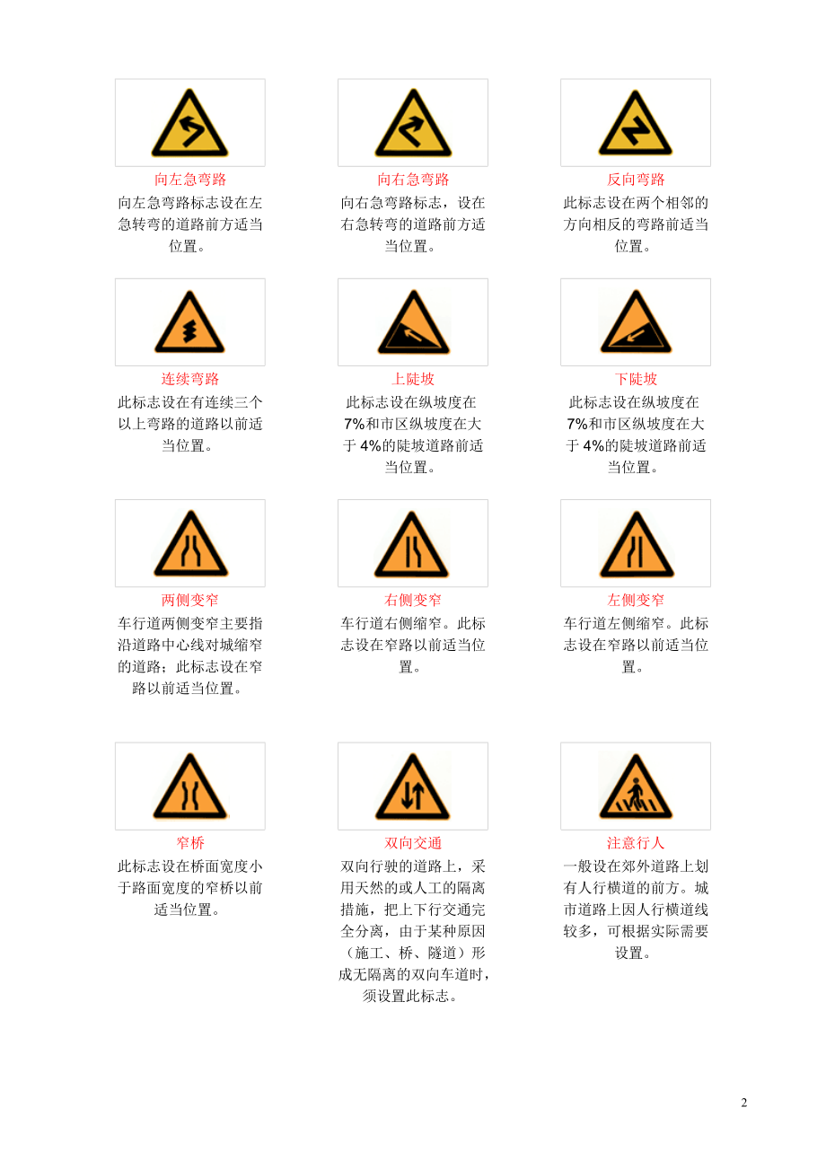 最新最全的道路交通标志与标线以及详细的分析.docx_第2页