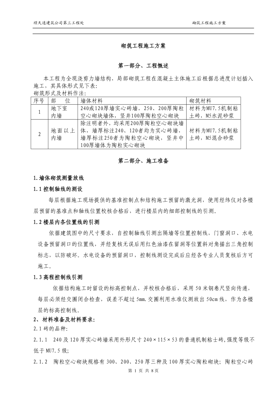 二次结构－砌筑工程施工方案-8wr(DOC10页).doc_第1页