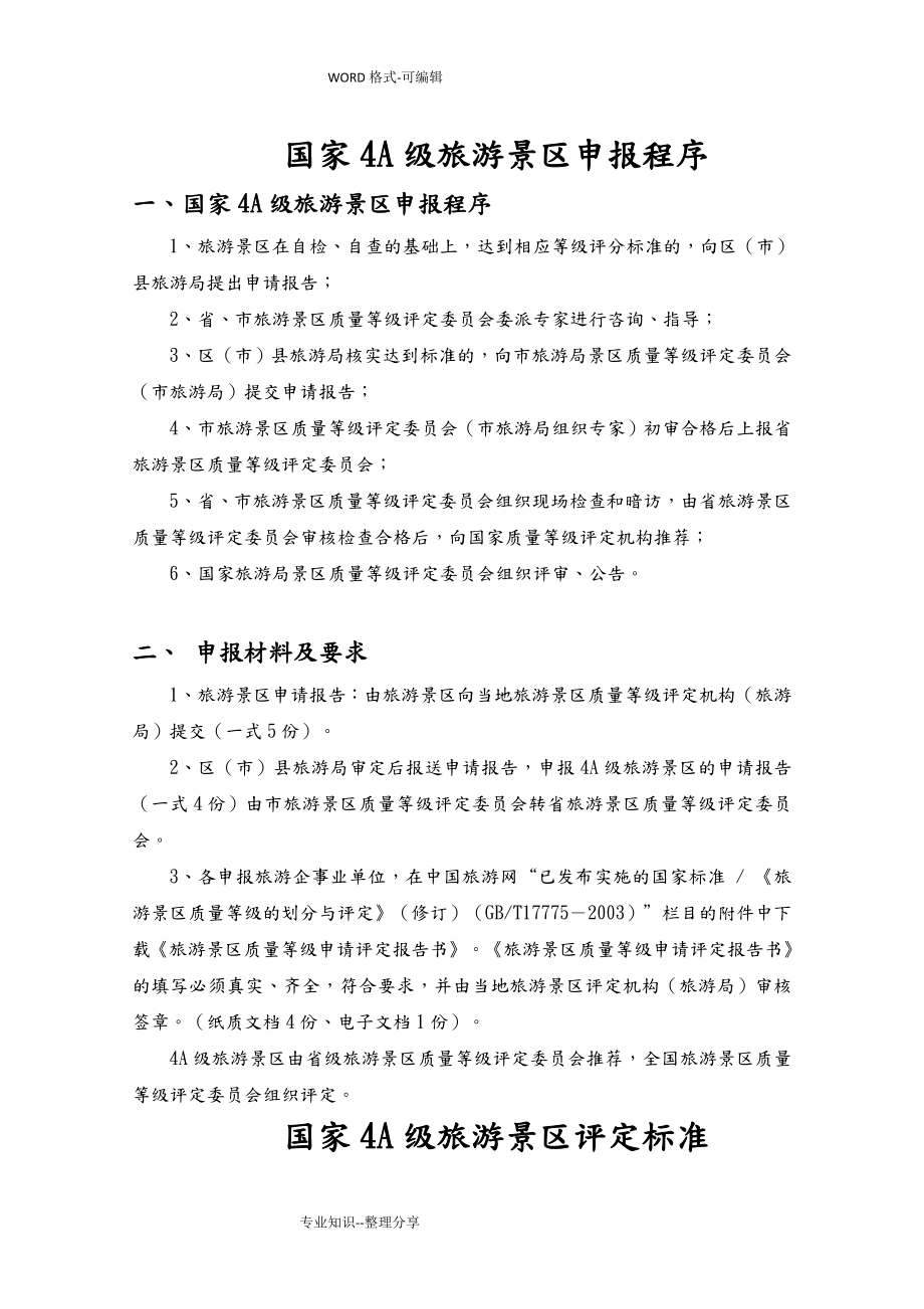 国家4A级旅游景区创建标准和细则(DOC66页).doc_第1页