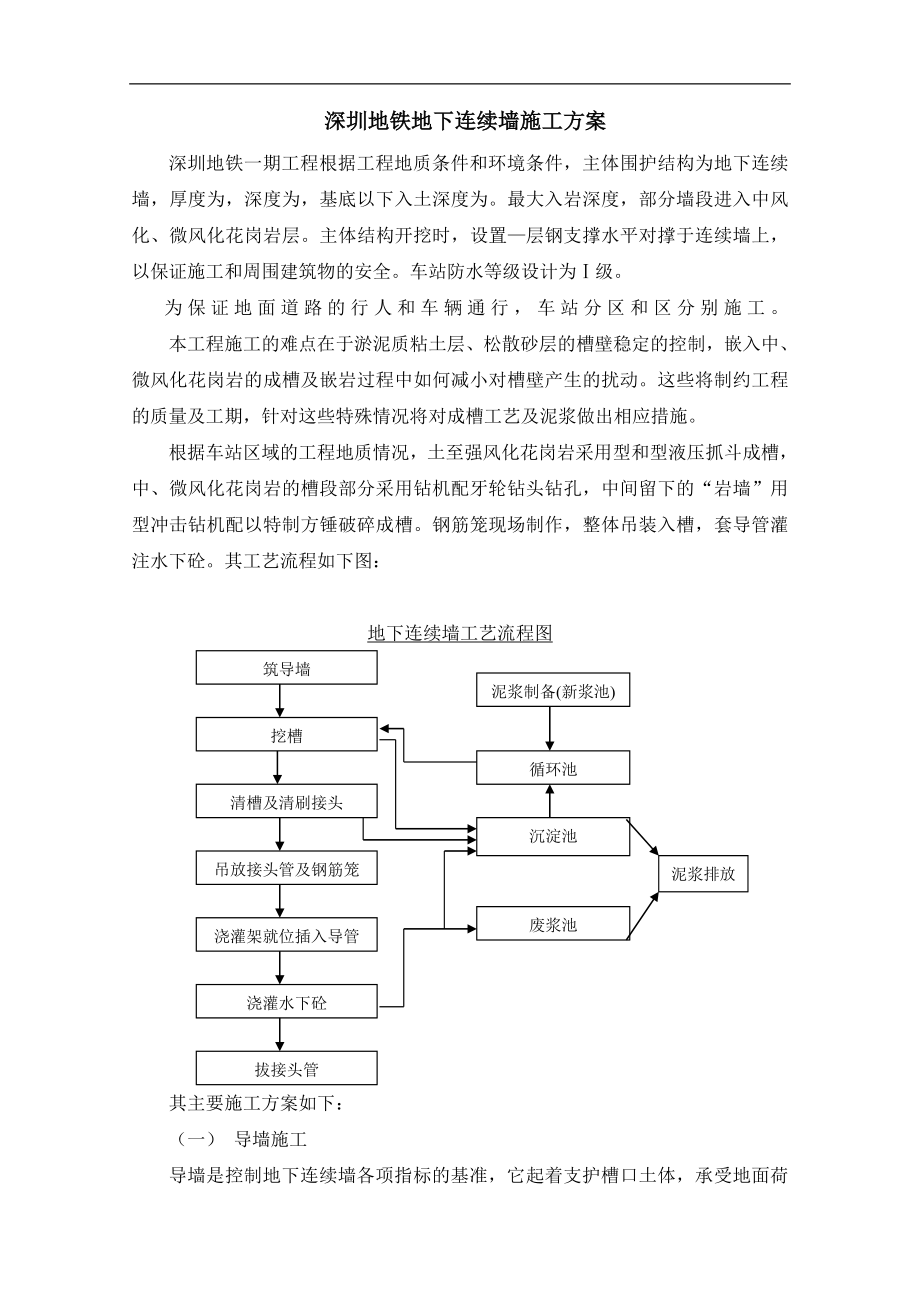 深圳地铁地下连续墙施工组织设计方案(DOC28页).doc_第1页