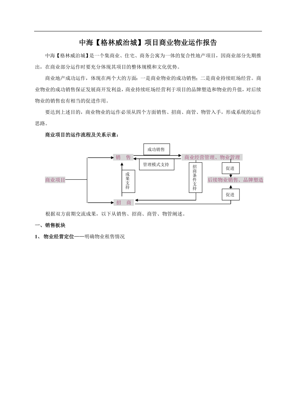 成都市格林威治城项目商业物业运作报告.docx_第1页