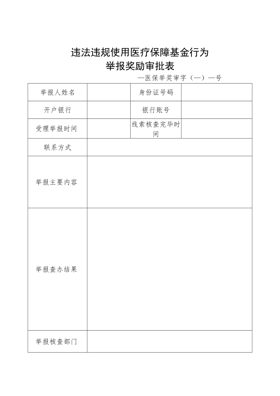 医疗保障基金举报线索来访登记单、违法违规使用医疗保障基金行为举报奖励审批表.docx_第2页