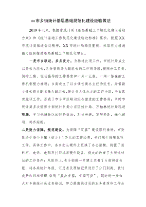 xx市乡街统计基层基础规范化建设经验做法.docx