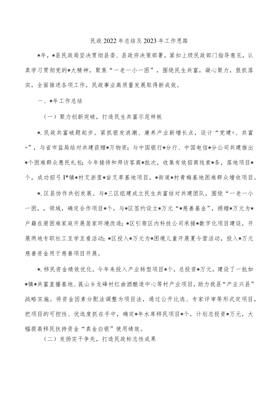 民政2022年总结及2023年工作思路.docx_第1页