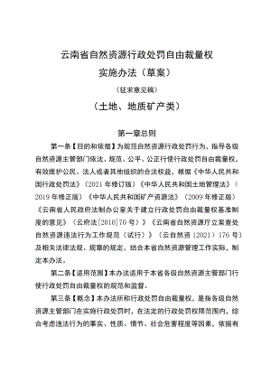 云南省自然资源厅行政处罚自由裁量权实施办法（草案）.docx