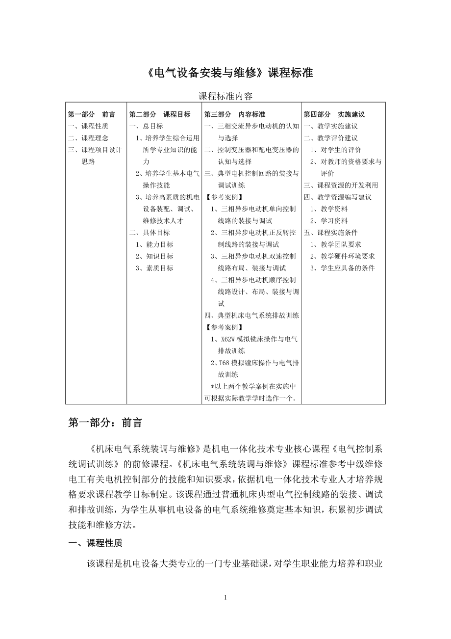 《电气设备安装与维修》课程标准(DOC34页).doc_第1页